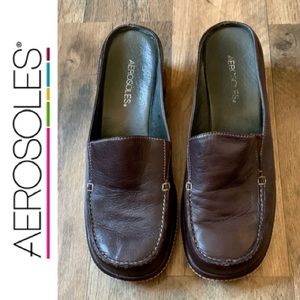 Aerosoles Nut N Jolt Leather Mule Wedge Size 9.5M